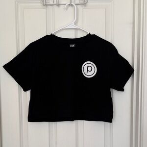 Black Crop Top with White Logo